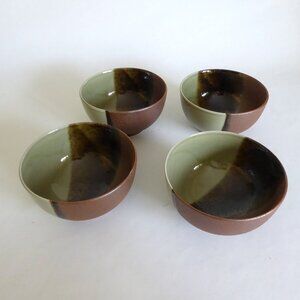 JAPAN JAPANESE HANDCRAFTED EARTHENWARE 4 PIECE RICE BOWL SET (NEW)
